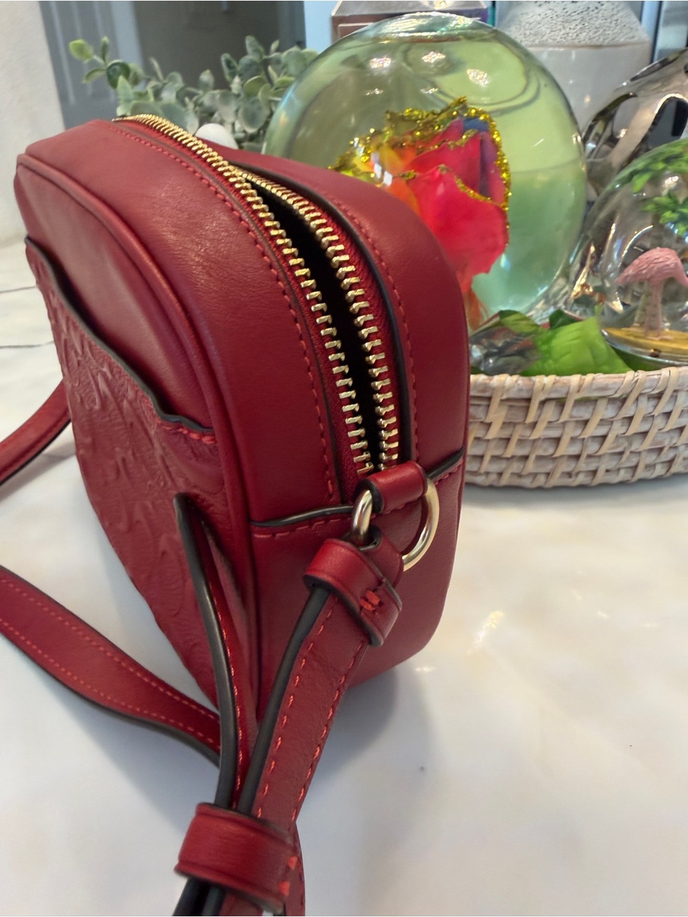 Coach Red Signature Embossed Crossbody Bag - Picture 12 of 16